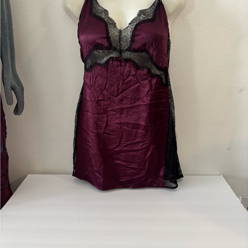 Victoria's Secret Deep Purple Chemise with Black Lace